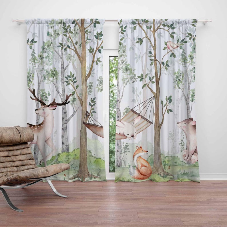 Baby Nursery Youtube - Rideaux animaux de la forêt, pour