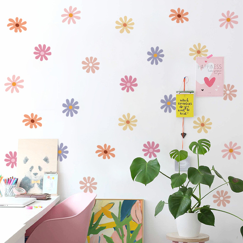 Baby Nursery Peel And Stick Wallpaper - Autocollants muraux floraux marguerite, sparadrap d'art