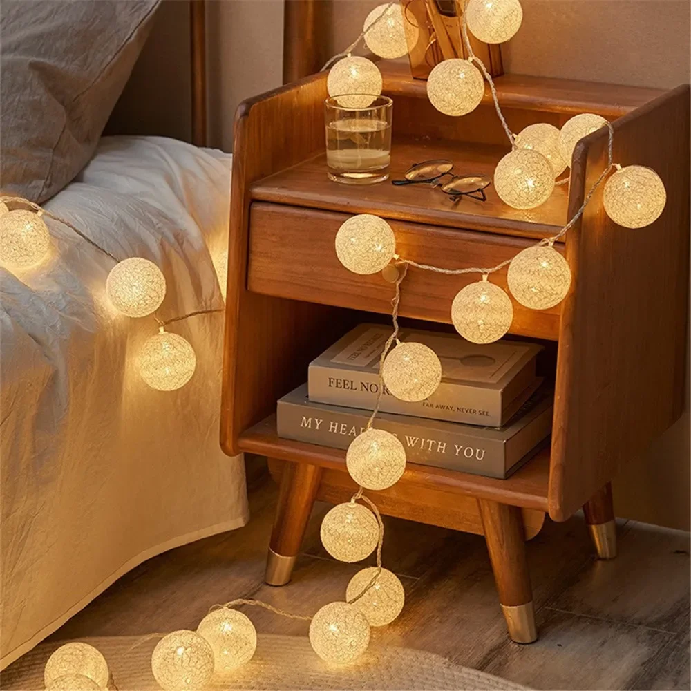Baby Nursery Lamp - Guirlande de boules de coton pour