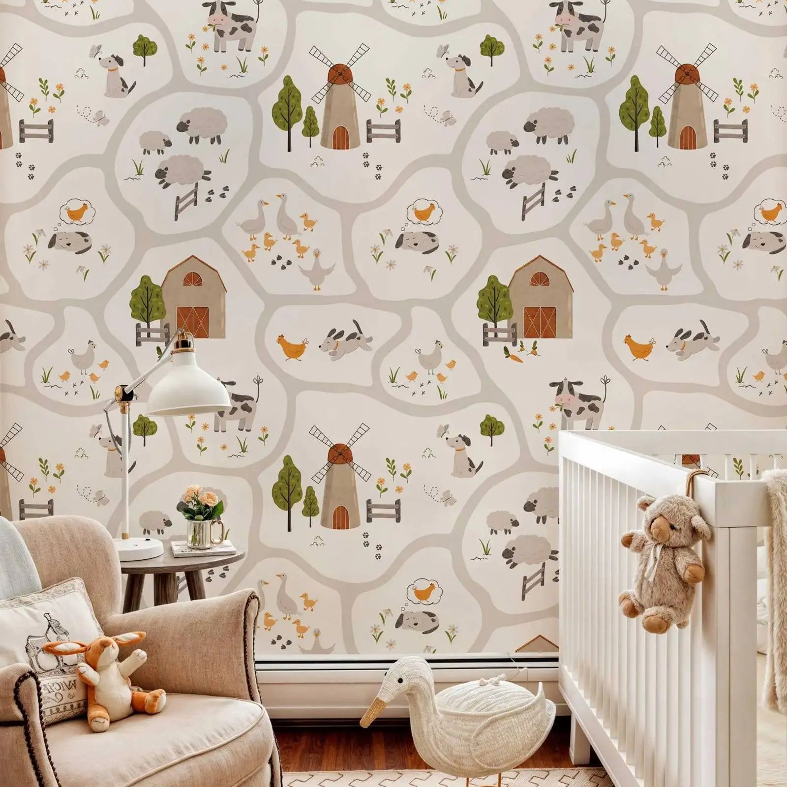 Baby Nursery Peel And Stick Wallpaper - Papier peint pour enfants, animaux de