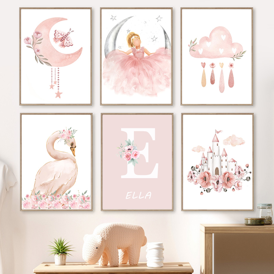 Baby Nursery Girl Room - Tableau mural en toile pour chambre