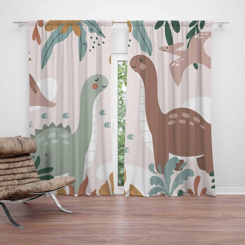 Baby Nursery Youtube - Rideaux de chambre d'enfant dinosaure, noirs,