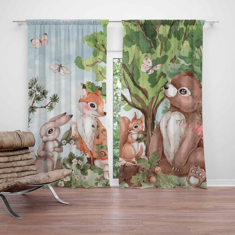 Baby Nursery Youtube - Rideaux animaux de la forêt, pour