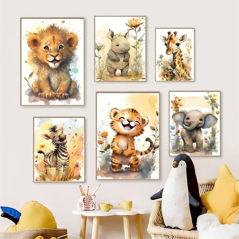 Baby Nursery Giraffe - Tableau mural en toile pour chambre
