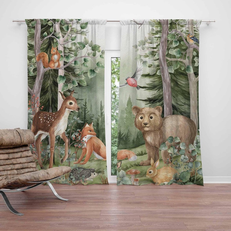 Baby Nursery Youtube - Rideaux animaux de la forêt pour