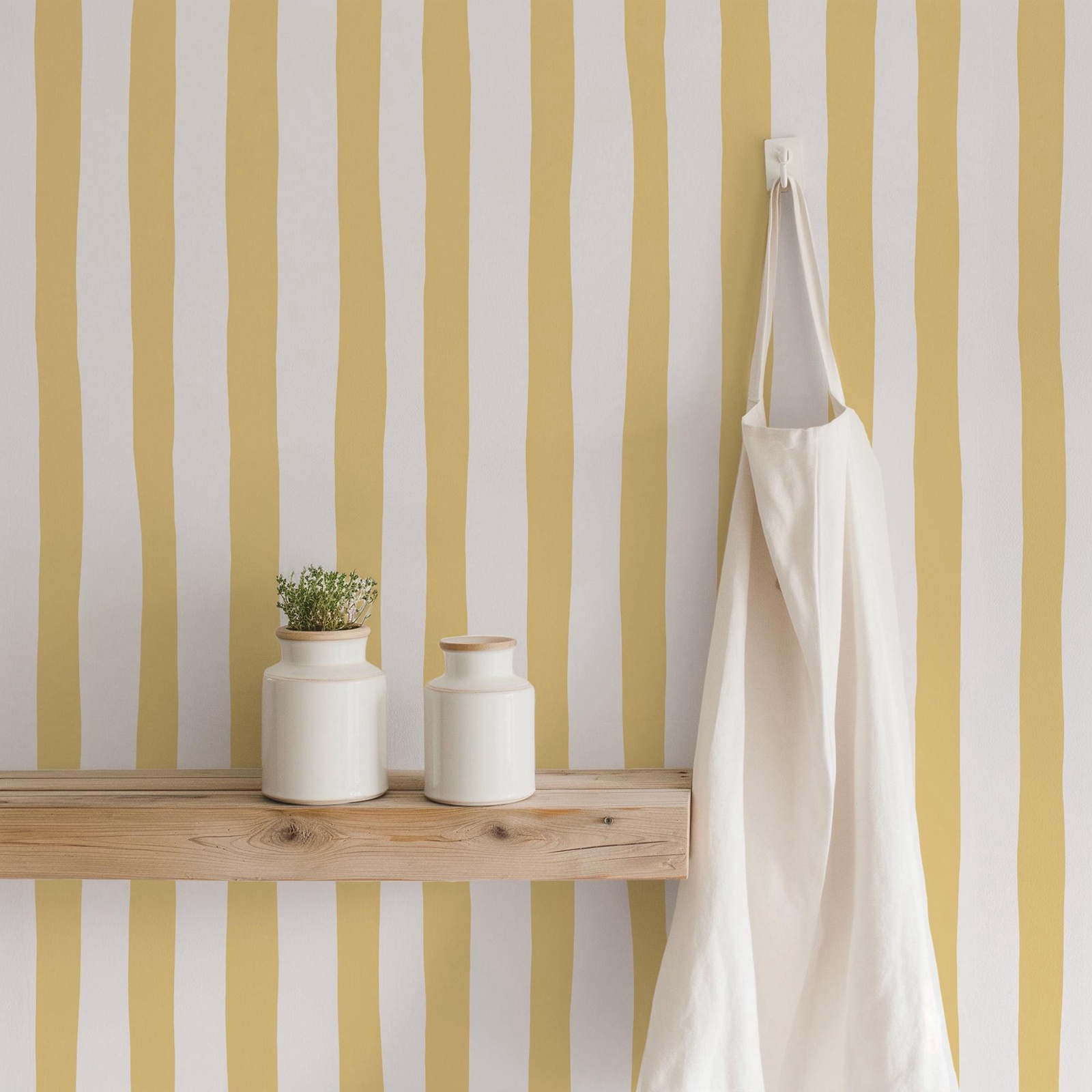 Baby Nursery Peel And Stick Wallpaper - Papier peint à rayures oscillantes jaunes
