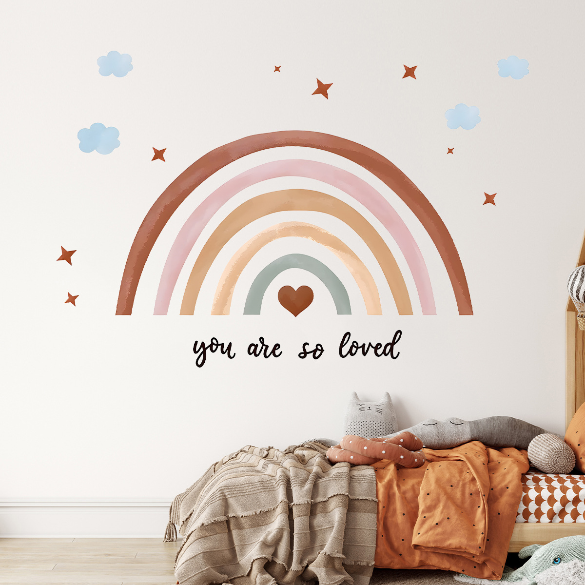 Baby Nursery Peel And Stick Wallpaper - Autocollant mural arc-en-ciel Boho, papier peint