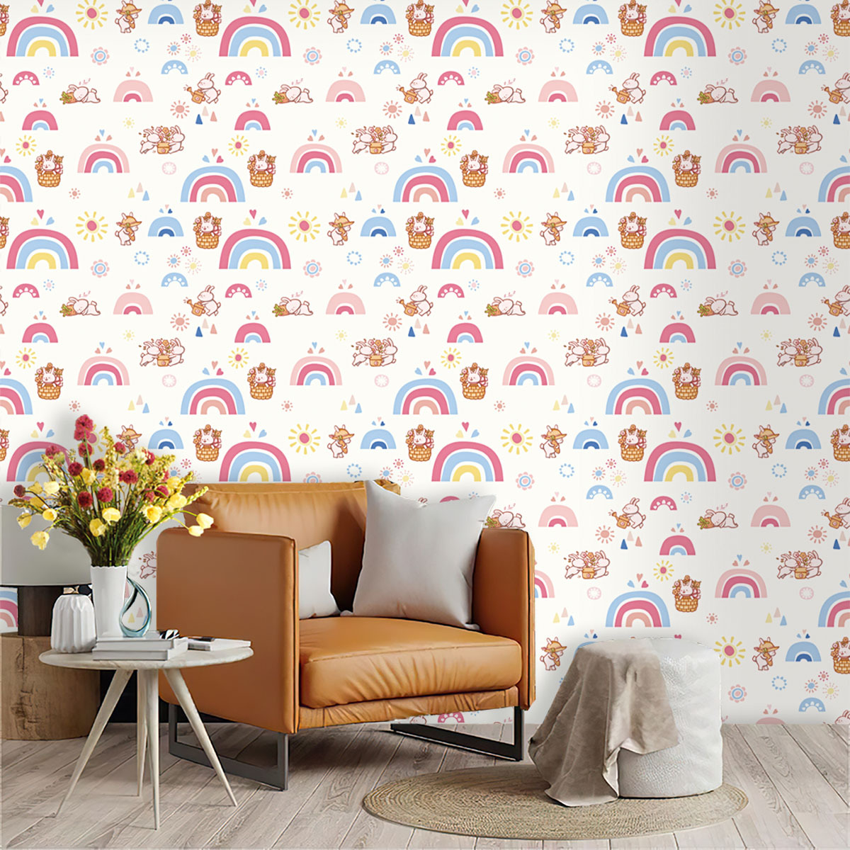 Baby Nursery Peel And Stick Wallpaper - Boho arc-en-ciel enfants bâton et peler
