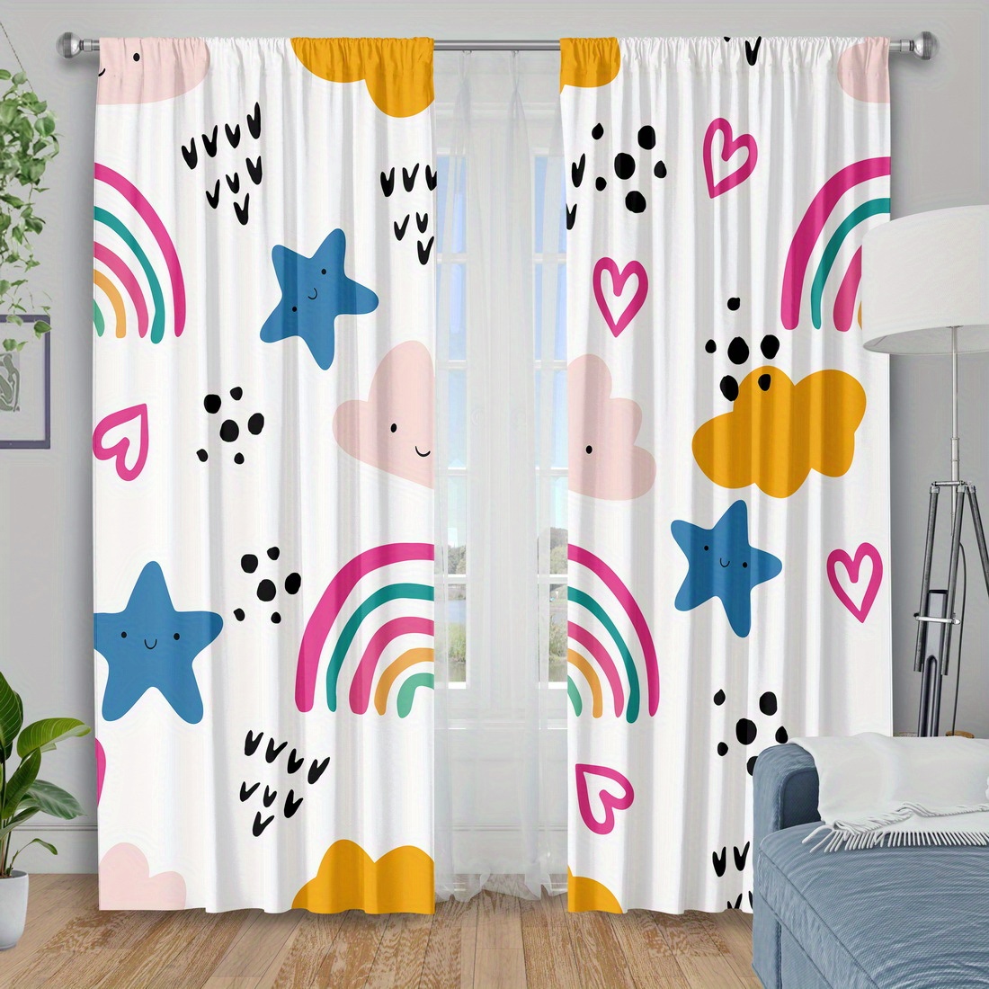 Baby Nursery Youtube - Rideau de chambre d'enfant motif étoiles