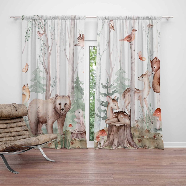 Baby Nursery Youtube - Rideaux animaux de la forêt pour