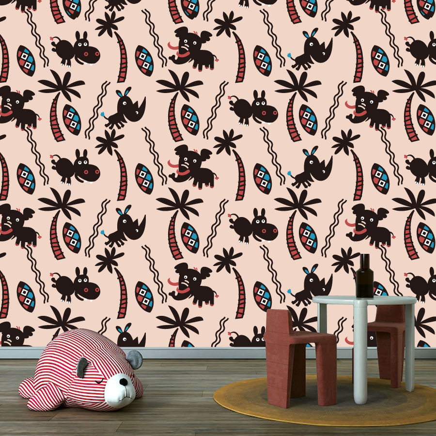 Baby Nursery Peel And Stick Wallpaper - Dessin animé personnalisé décoller et coller