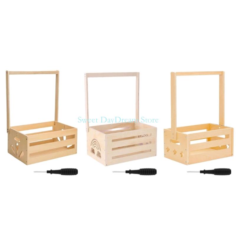 Baby Nursery Basket - Y88C Baby-showers en bois Panier-cadeau Panier
