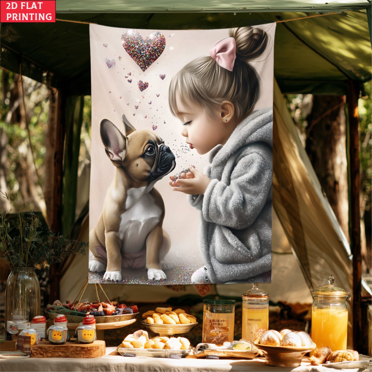 Fille avec bouledogue français - Baby Nursery Girl Room avis et prix