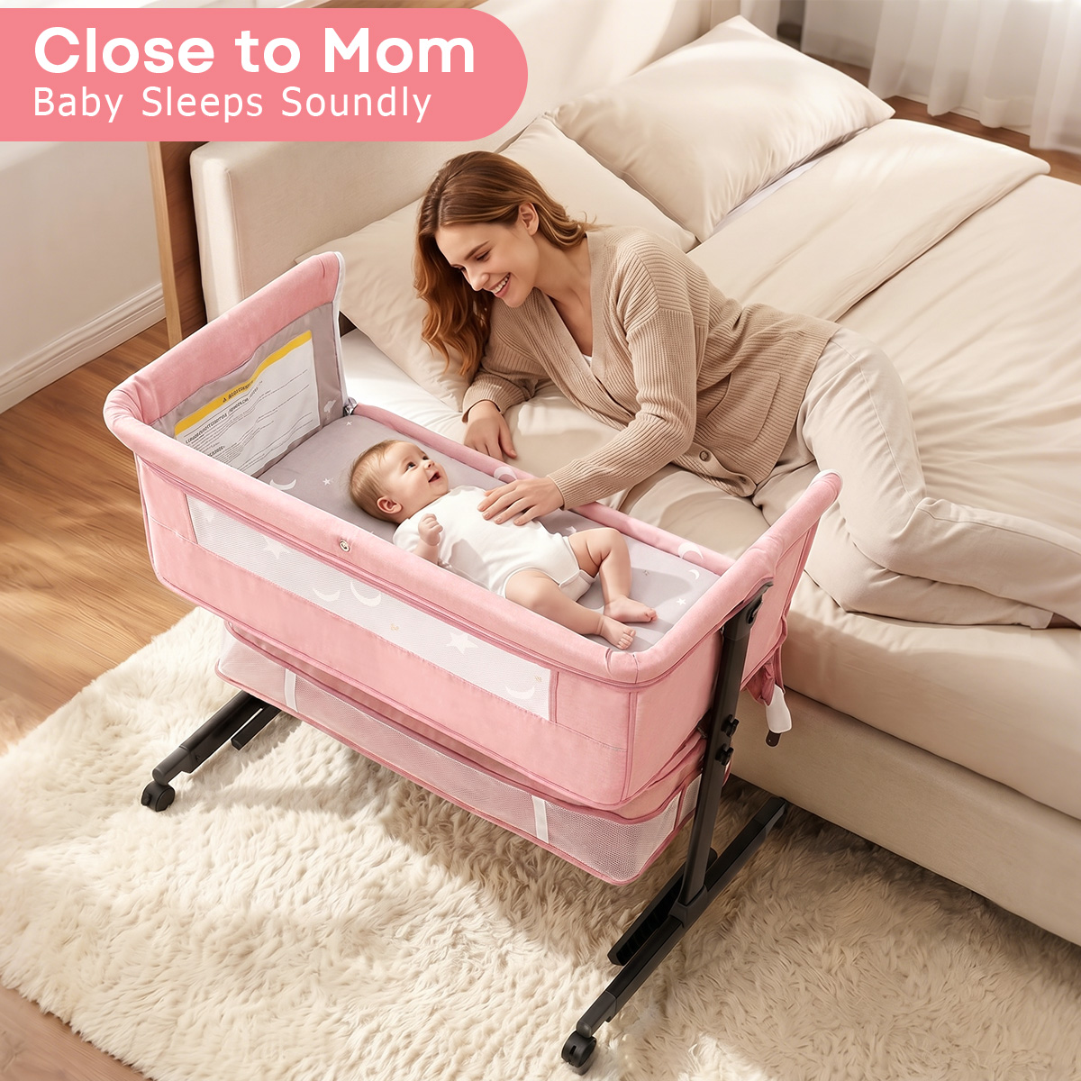 Lit bébé portable rose Kmaier  - Bassinet Bedside Sleeper avis et prix