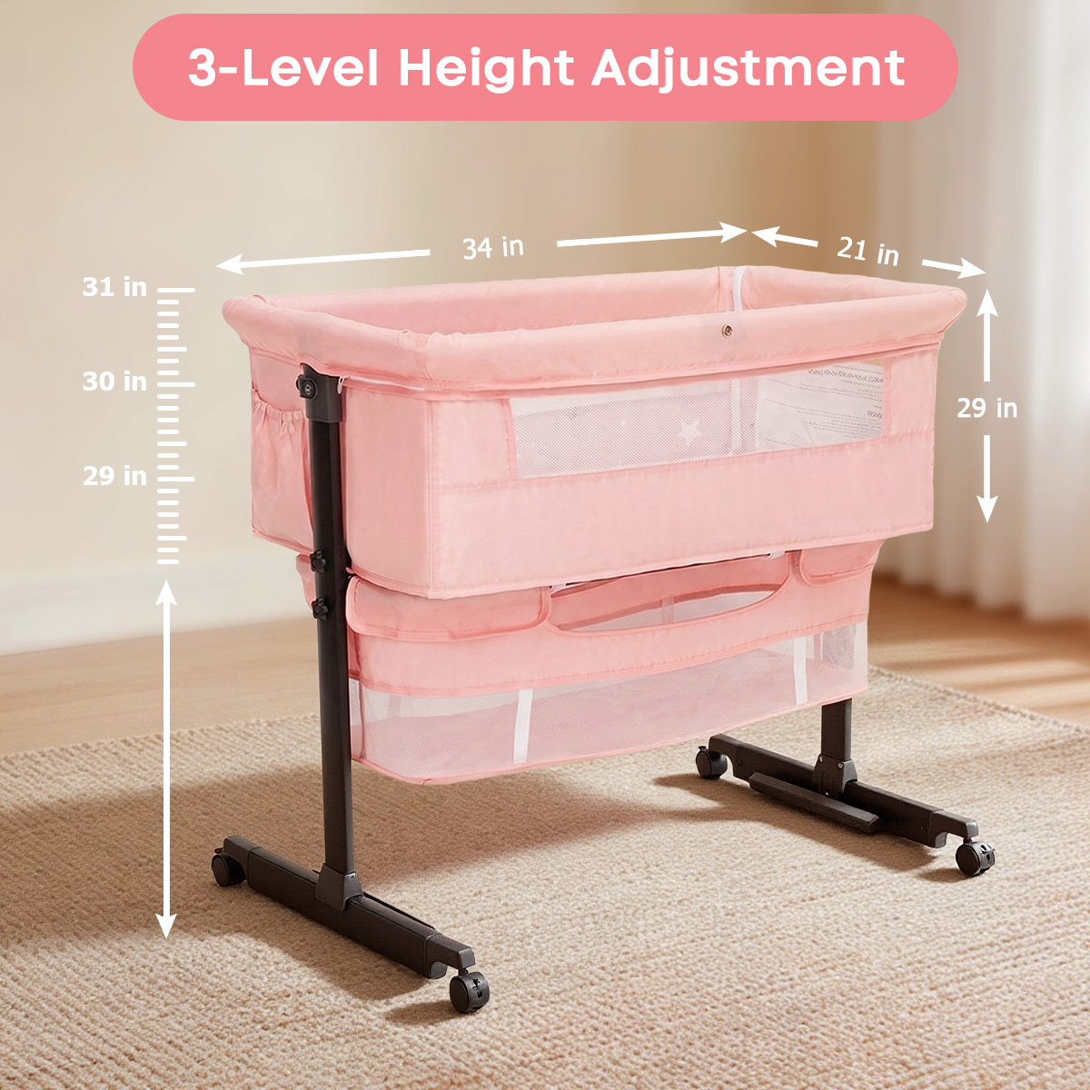Lit bébé portable rose Kmaier  - Bassinet Bedside Sleeper avis et prix