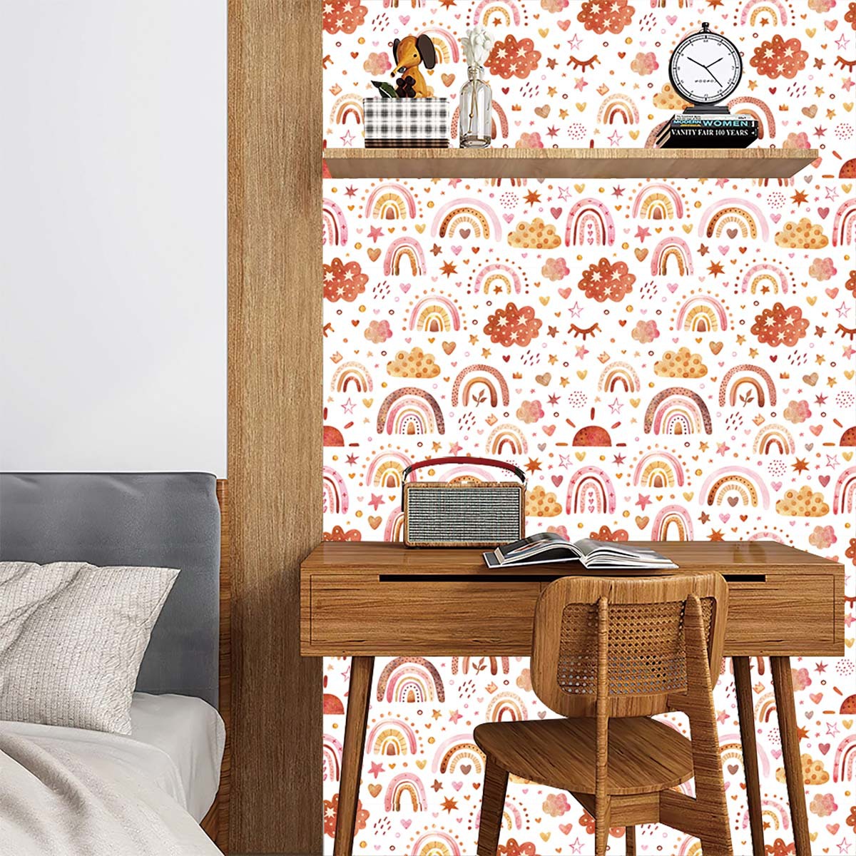 Papier peint arc-en-ciel à déc - Baby Nursery Peel And Stick Wallpaper avis et prix