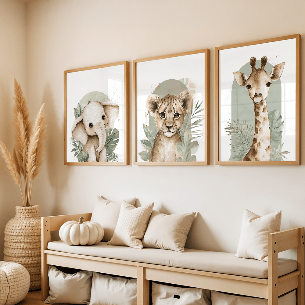 Lot de 3 tableaux muraux rétro - Baby Nursery Giraffe avis et prix