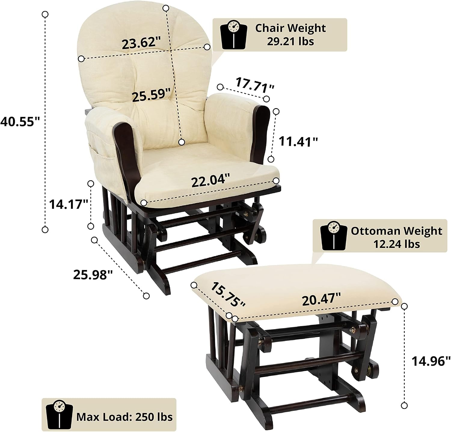 Fauteuil à bascule d'intérieur - Baby Nursery Ottoman avis et prix