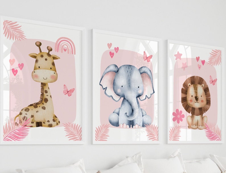 1/3 pièces rose éléphant giraf - Baby Nursery Giraffe avis et prix