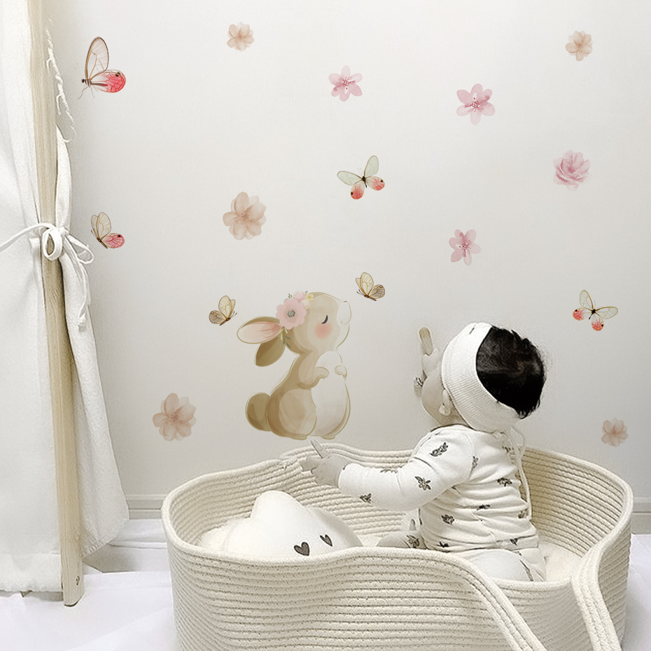 Dessin animé lapin fleurs papi - Baby Nursery Girl Room avis et prix