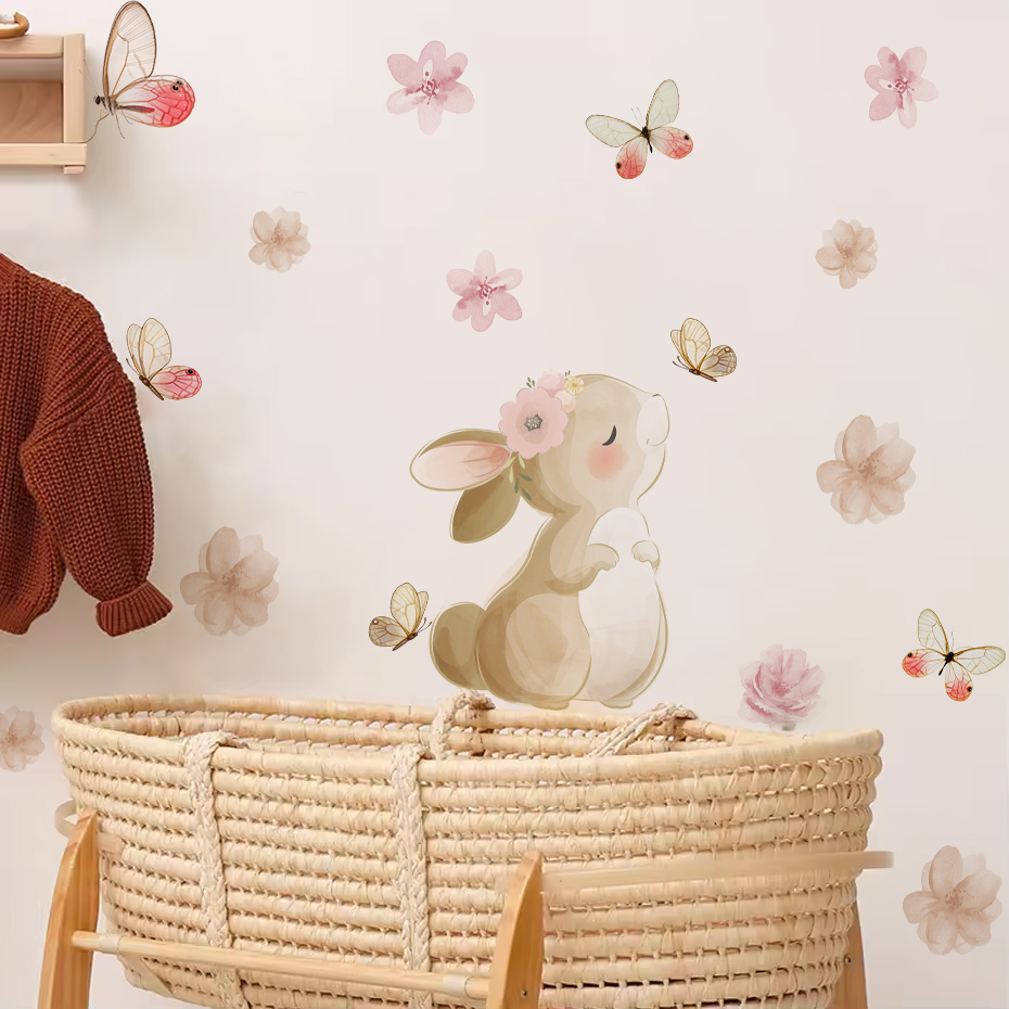 Dessin animé lapin fleurs papi - Baby Nursery Girl Room avis et prix