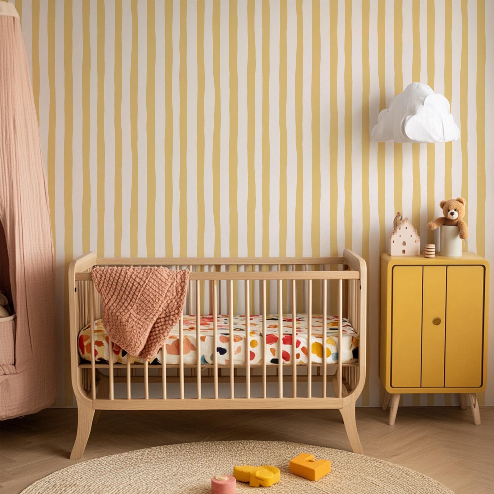 Papier peint à rayures oscilla - Baby Nursery Peel And Stick Wallpaper avis et prix