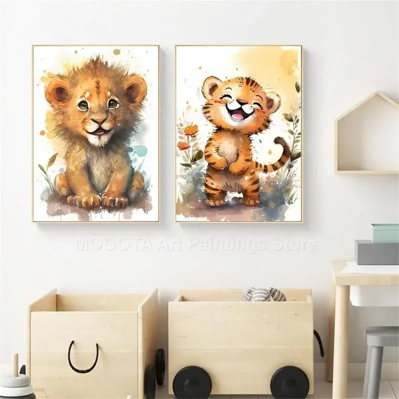 Aquarelle Lion girafe tigre él - Baby Nursery Giraffe avis et prix