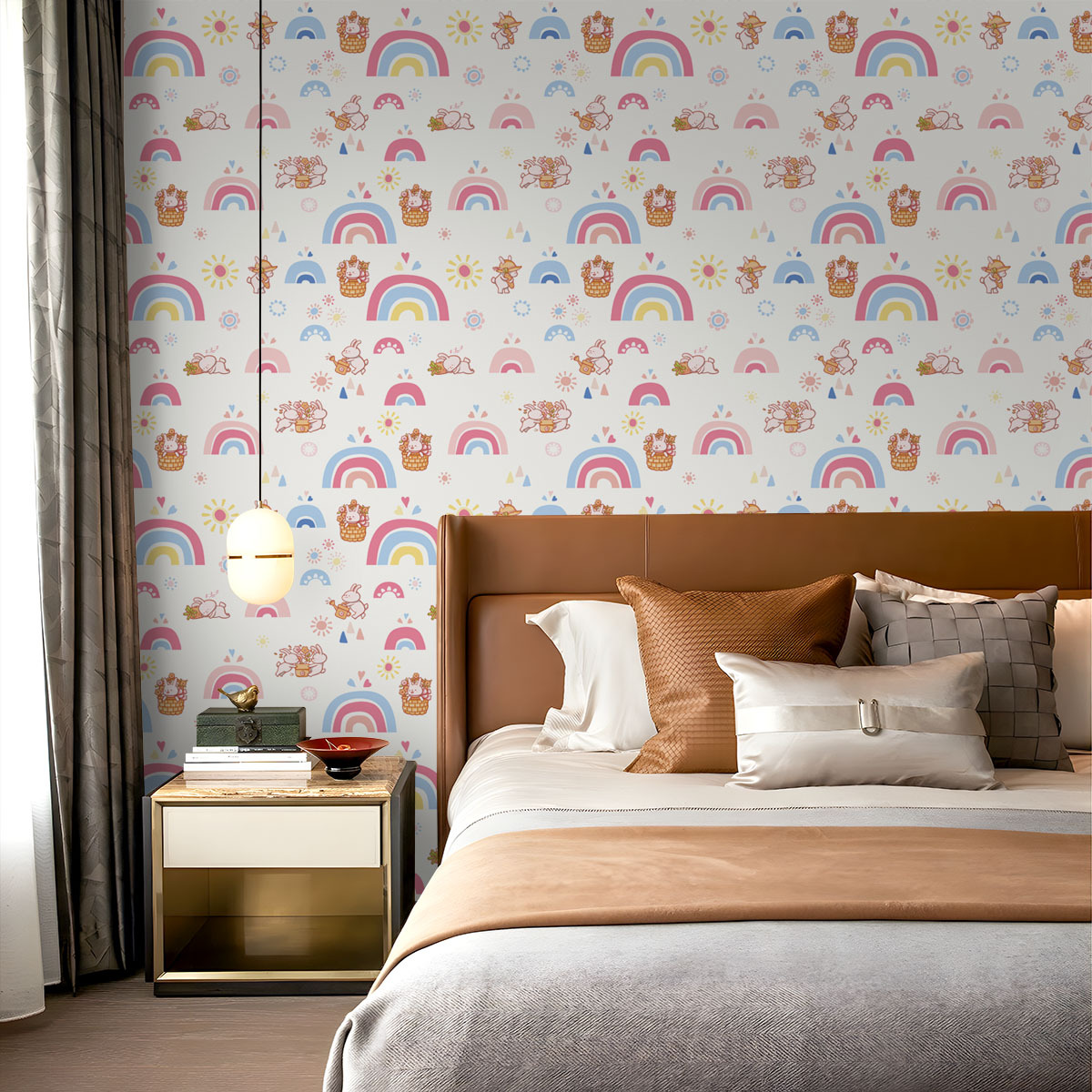 Boho arc-en-ciel enfants bâton - Baby Nursery Peel And Stick Wallpaper avis et prix