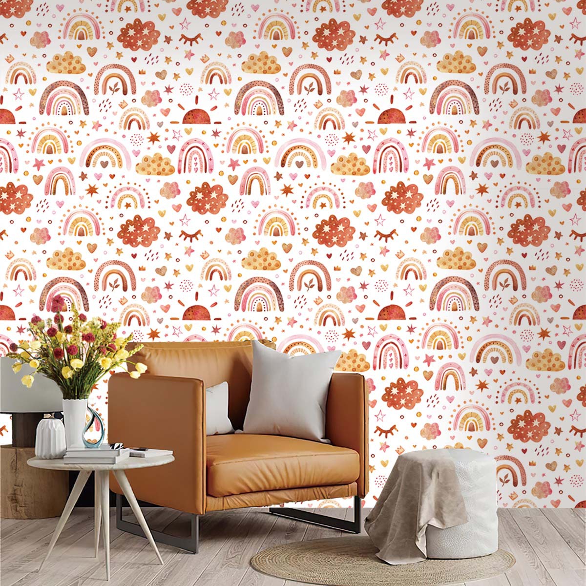 Boho arc-en-ciel enfants bâton - Baby Nursery Peel And Stick Wallpaper avis et prix